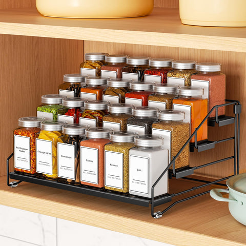 BOIVSHI ladder-design spice rack on cupboard shelf for easy access