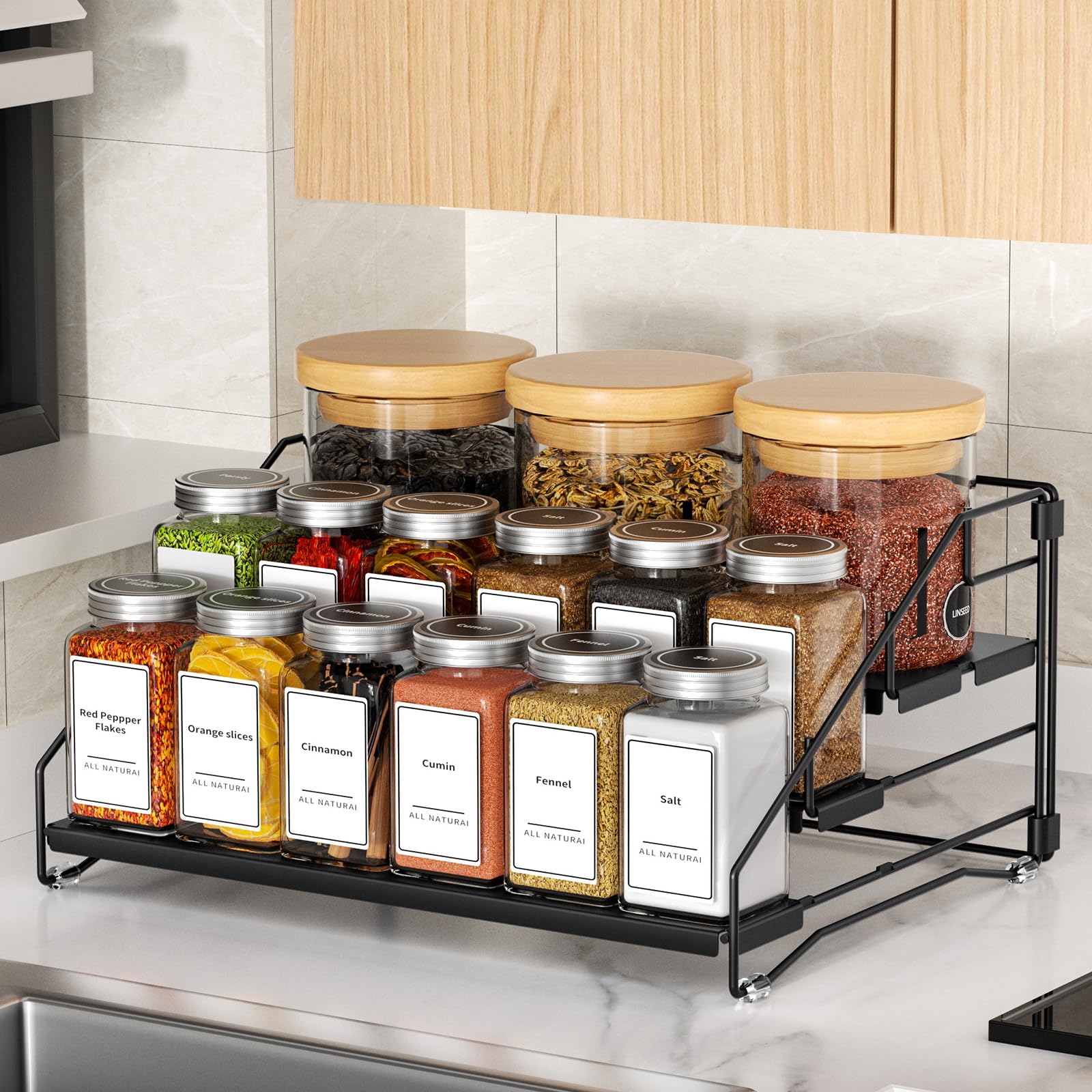 BOIVSHI spice rack used for multi-use storage in bathroom or craft area