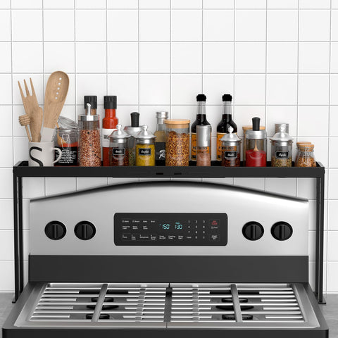 BOIVSHI stove top shelf main view showing easy access spice storage.