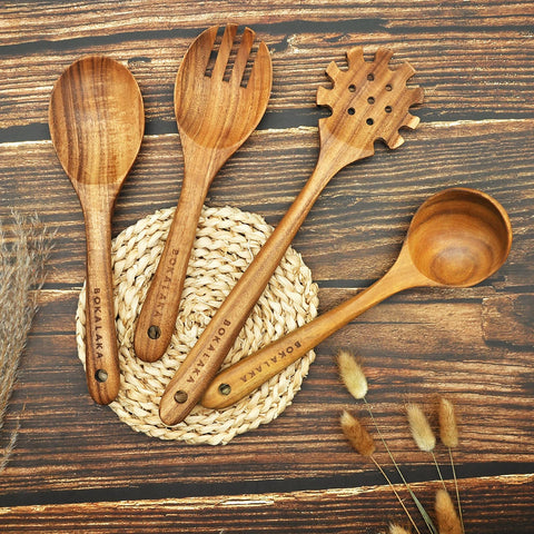 BOKALAKA teak soup ladle with comfortable grip for serving soups
