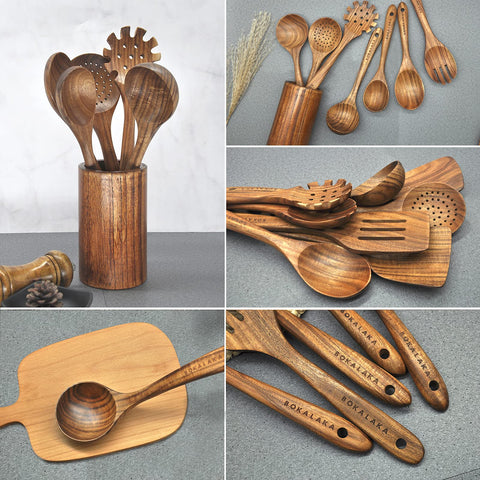 BOKALAKA wooden spatula set ideal for high-heat cooking without warping or melting.