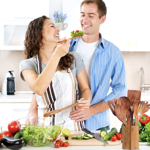 BOKALAKA teak strainer spoon for precise draining of sauces