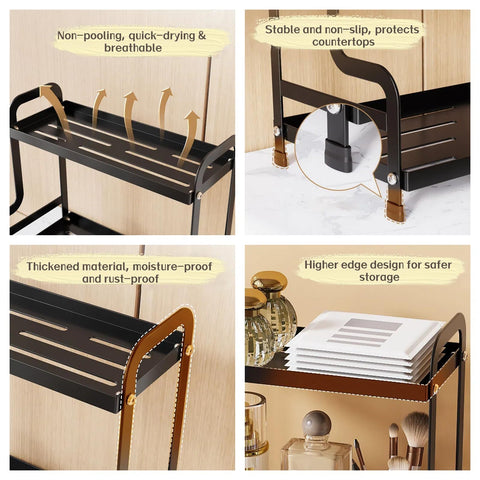 Bokelai 2-tier organizer side view demonstrates compact, space-saving design.