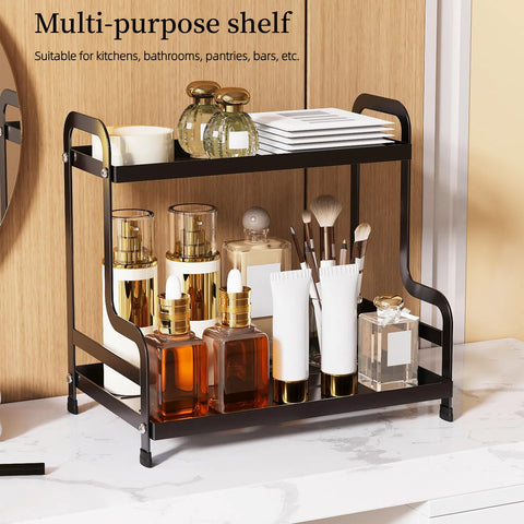 Bokelai 2-tier coffee bar organizer is easy to assemble and clean on busy countertops.