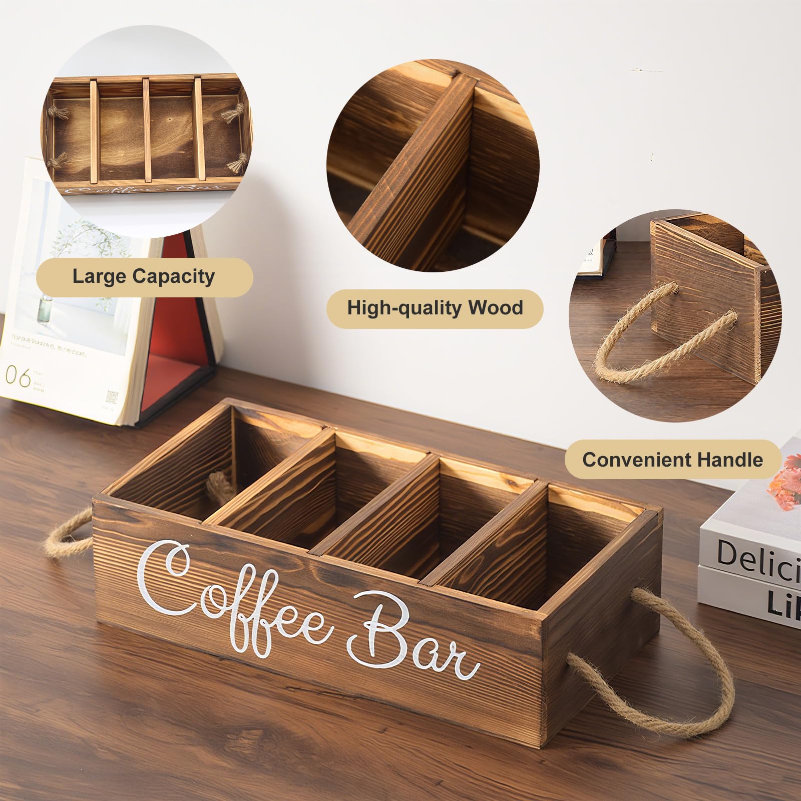 Bokelai coffee pod storage caddy with four compartments for quick access.