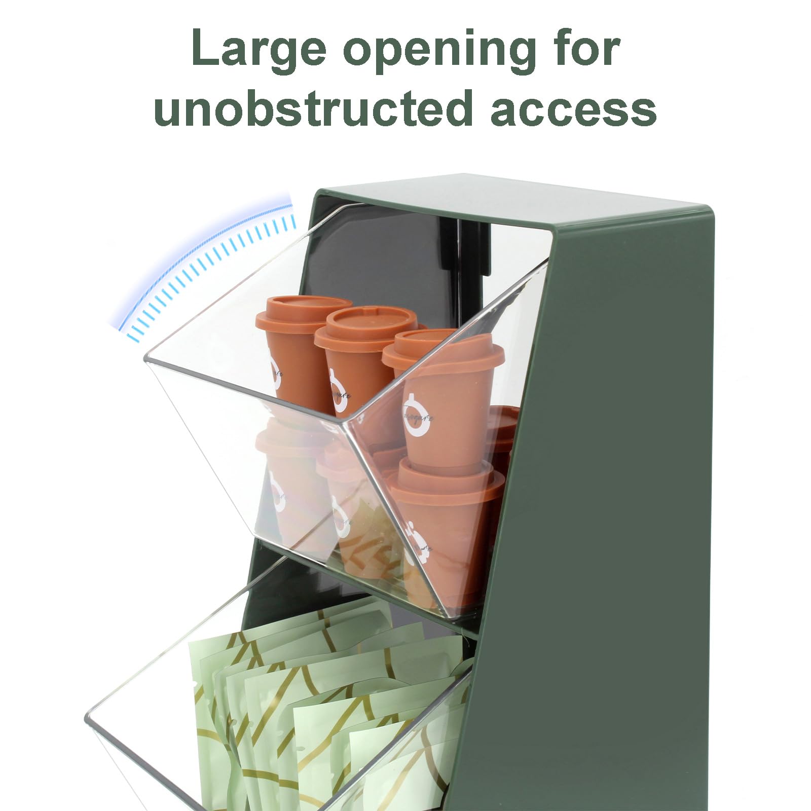 Bokelai storage with clear drawers for easy visibility of tea bags and accessories.