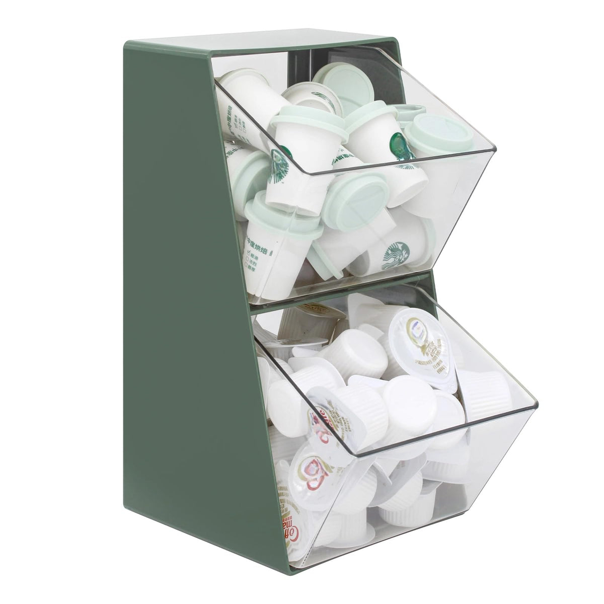 Bokelai coffee pod storage two-bin setup keeps K cups organized at a glance.