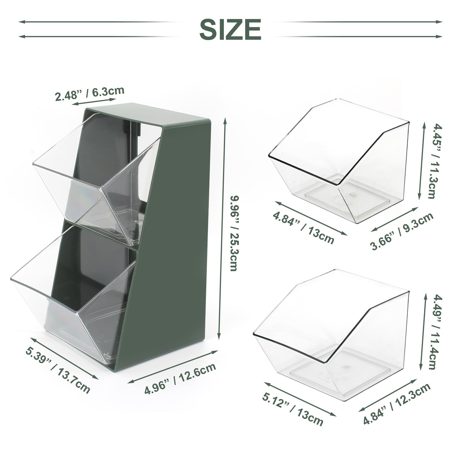 Bokelai green-clear organizer offers space-saving, versatile pantry or desk storage.