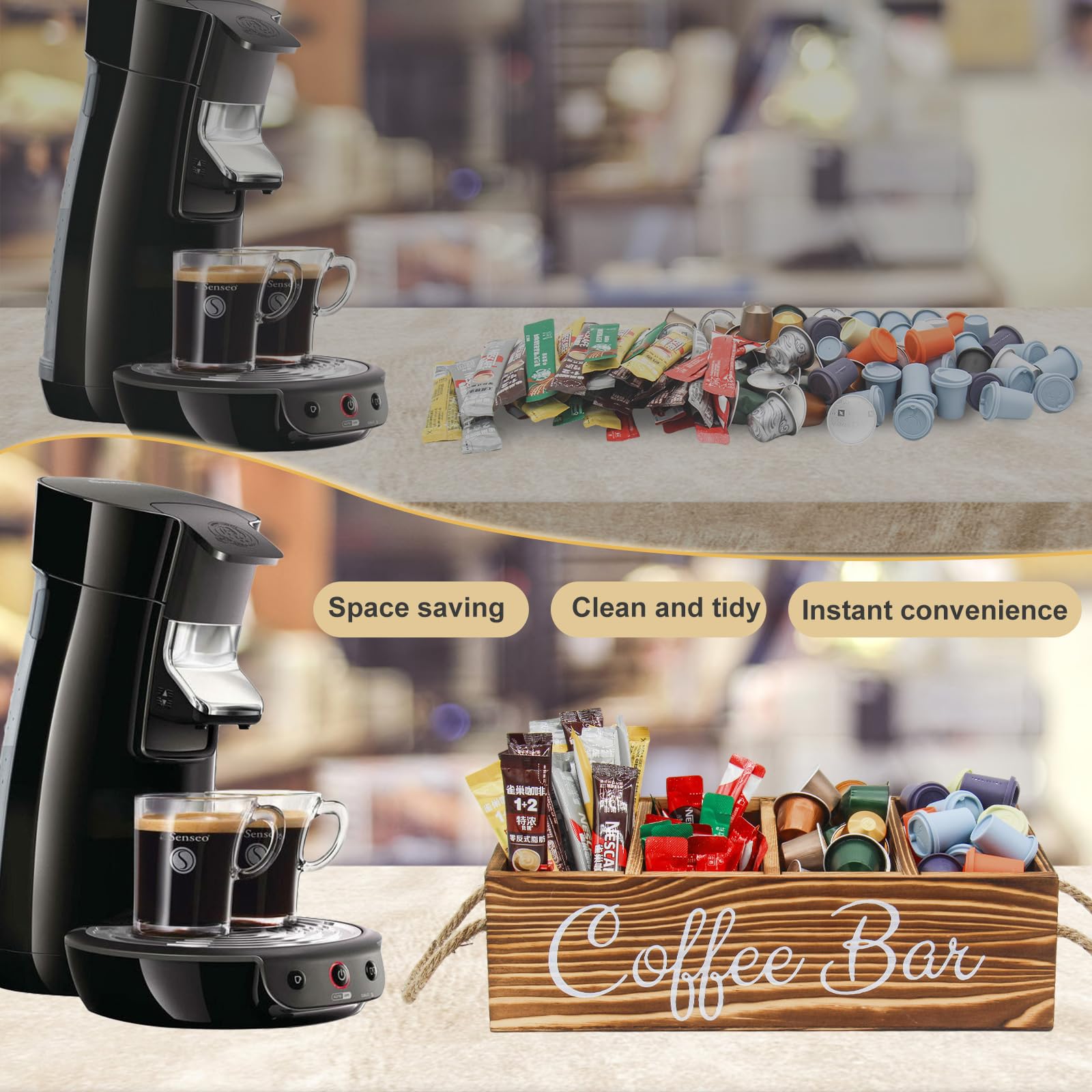 Bokelai durable wooden coffee organizer designed for frequent use and easy cleaning.