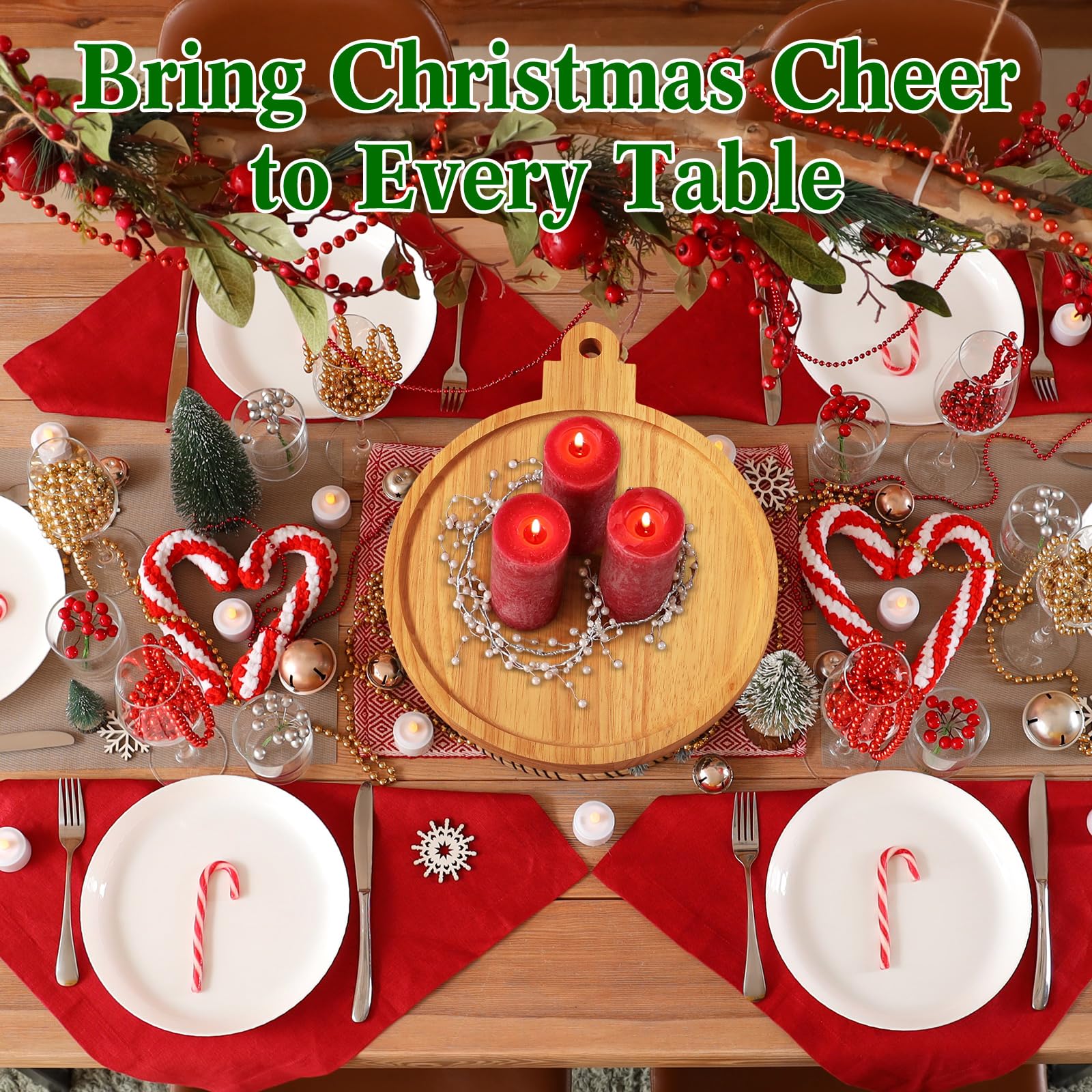 Bokon Christmas ball decorative platter adds holiday charm to tabletops.