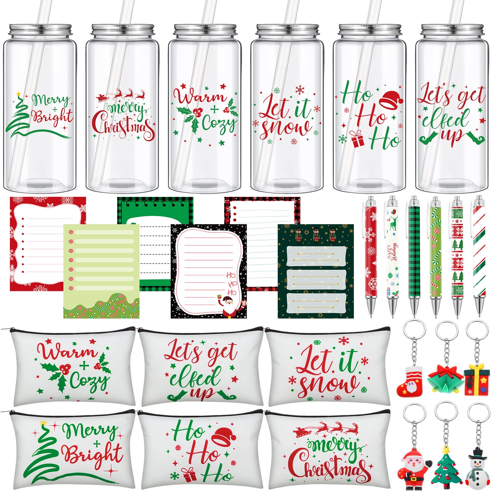 Bokon Christmas cups with lids and straws for festive beverages