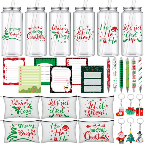 Bokon Christmas cups with lids and straws for festive beverages