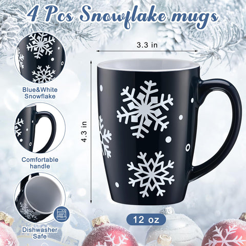 Bokon snowflake mug blue pattern highlights sophisticated style for holiday coffee