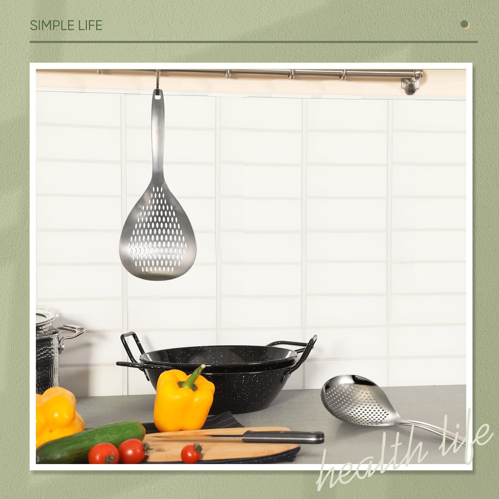 Bokon stainless steel frying strainer resists rust and heat for daily use