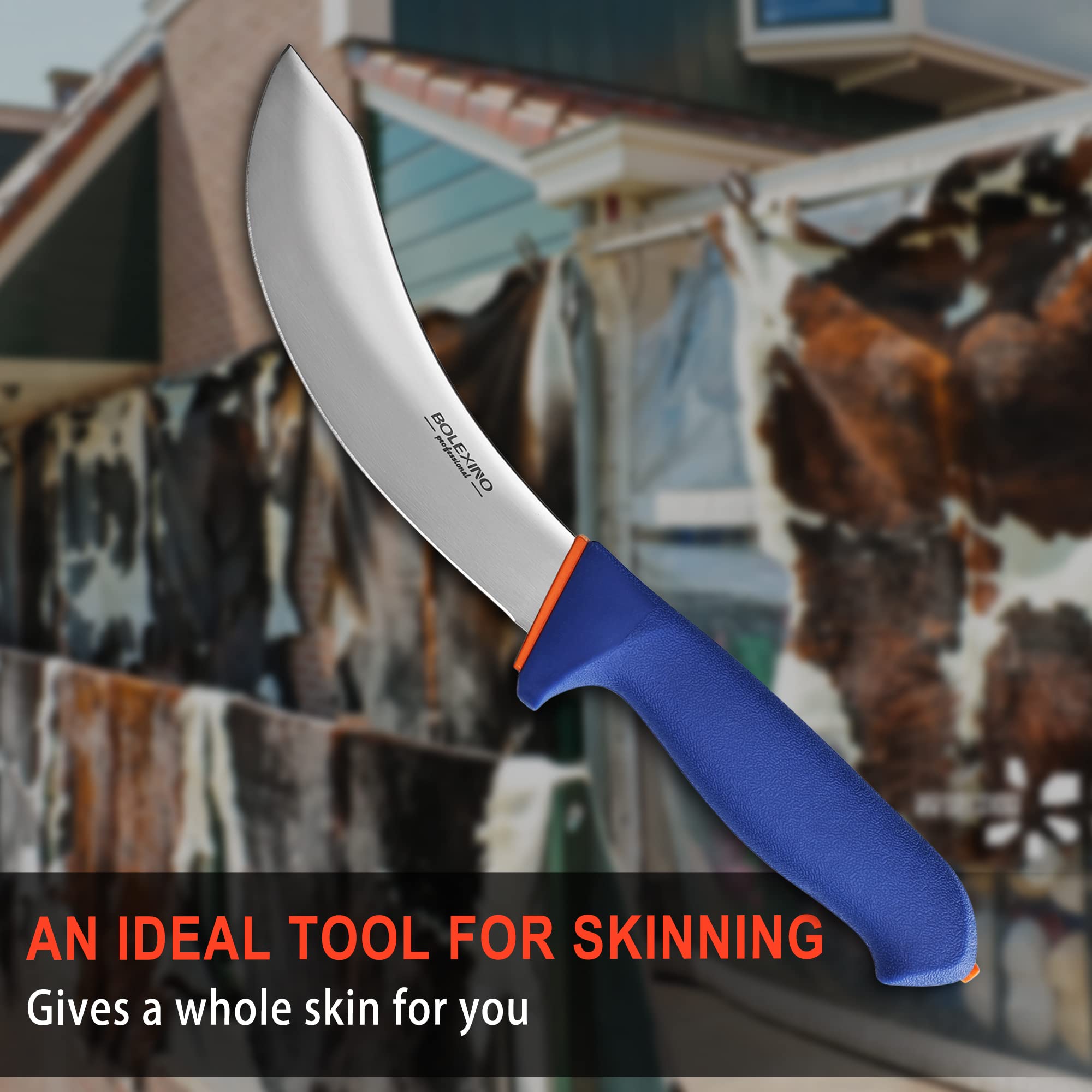 BOLEXINO blade edge and balanced design shown for smooth skinning tasks.