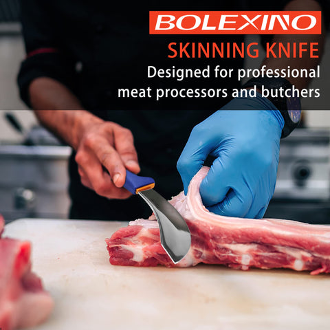 BOLEXINO 6-inch skinning knife handle close-up demonstrates secure control in wet kitchen tasks.