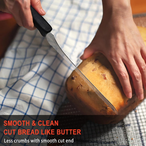 BOLEXINO versatile blade handles bread, cake, bagels, and tomatoes