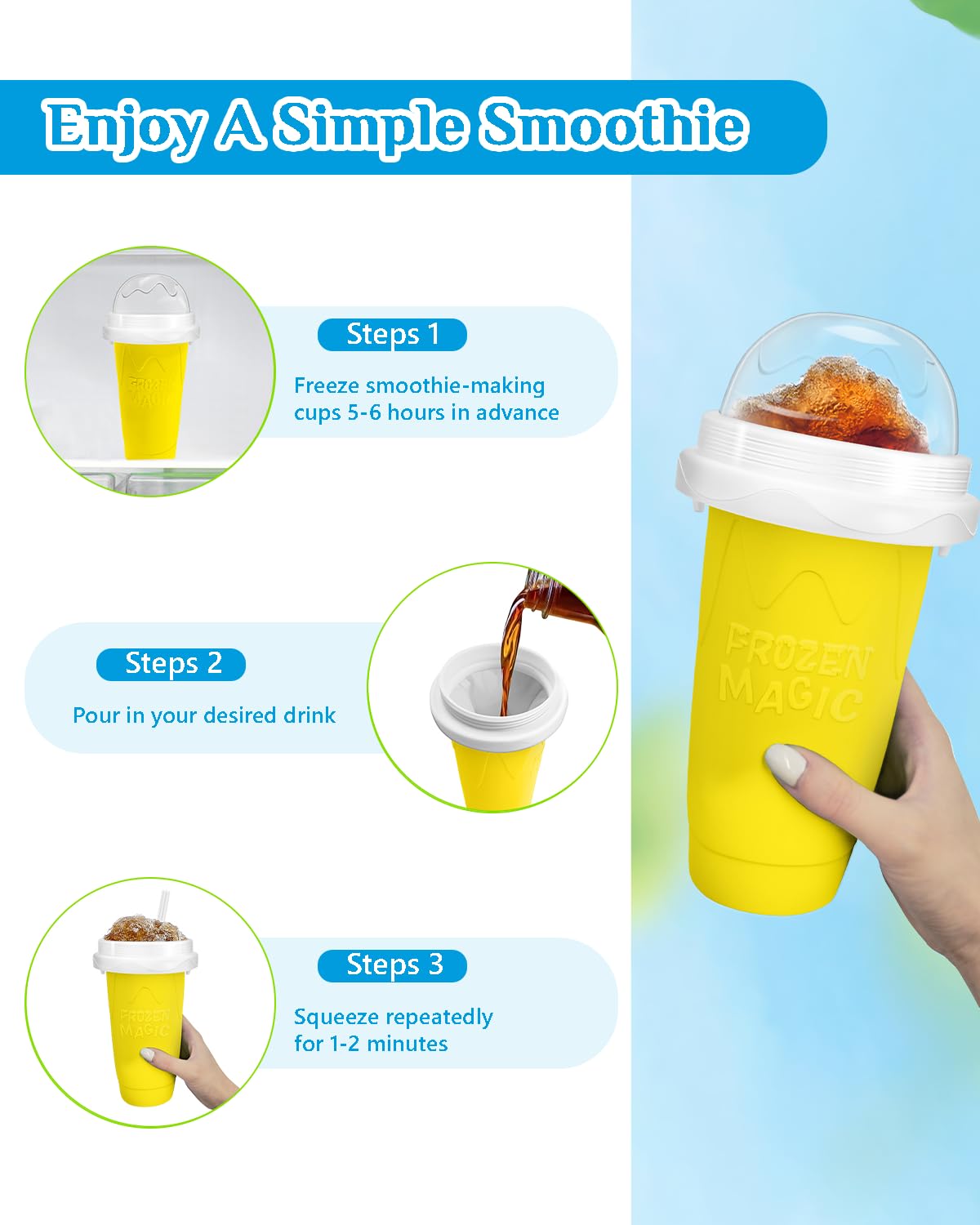 Bollove leakproof silicone cup with double-layer design keeps drinks cold.