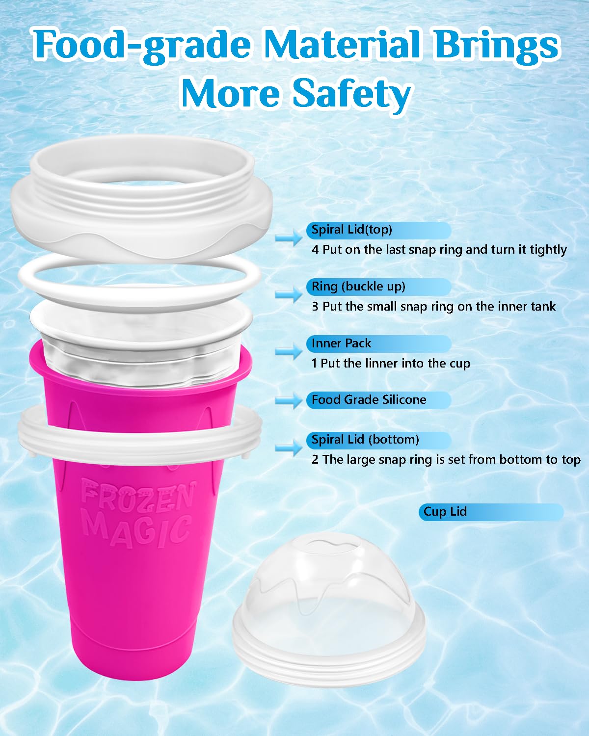 Bollove Slushie Cup 2-in-1 spoon and straw feature for versatile use.