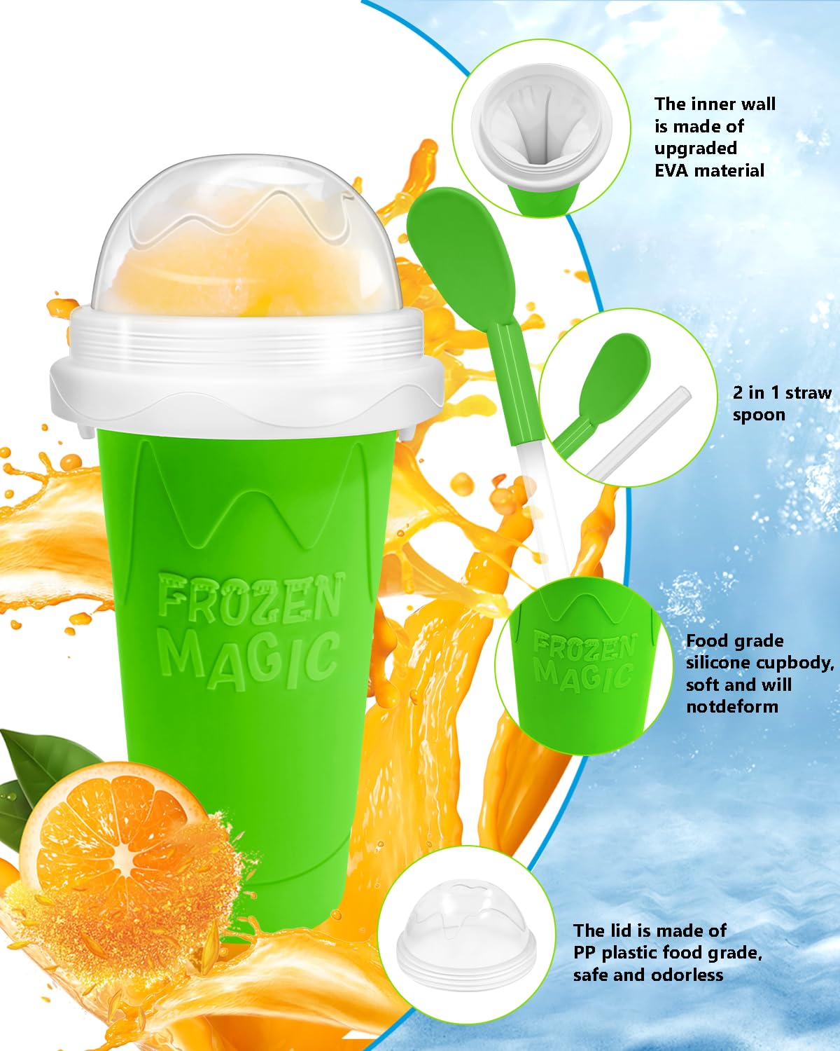 Bollove Slushie Cup double-layer build emphasizes temperature retention and spill protection