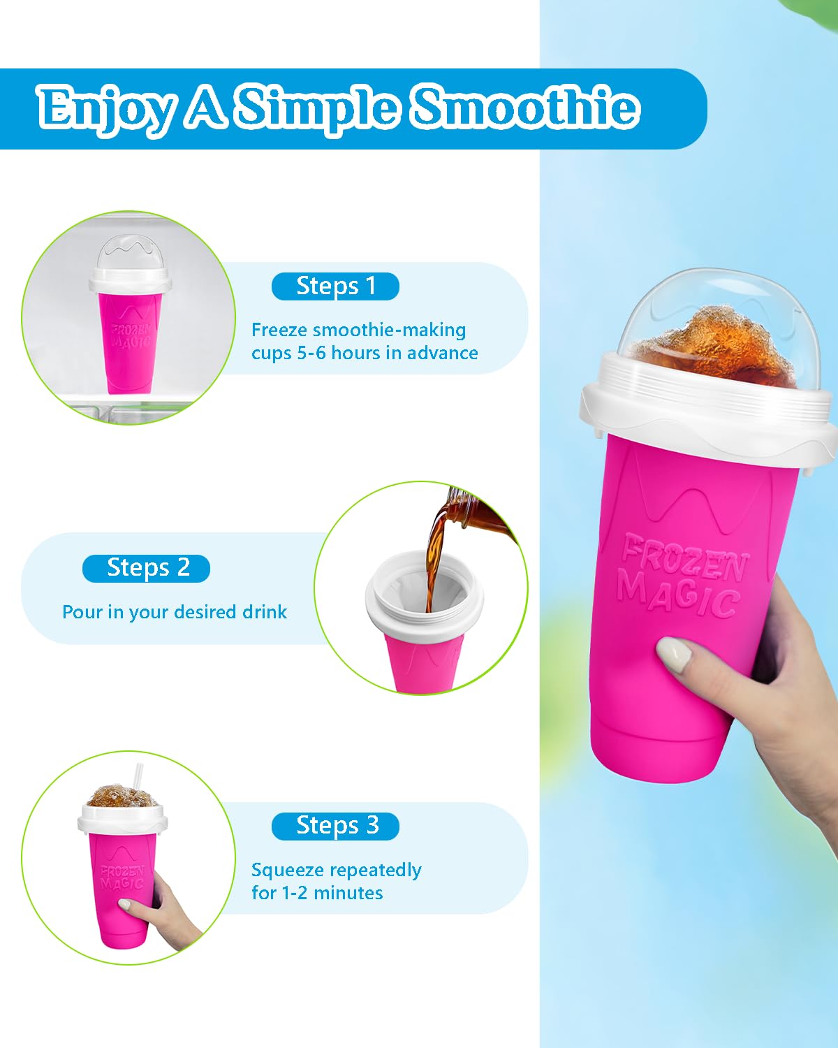 Bollove Slushie Cup flavor ideas for milk, juice, or soda at home.