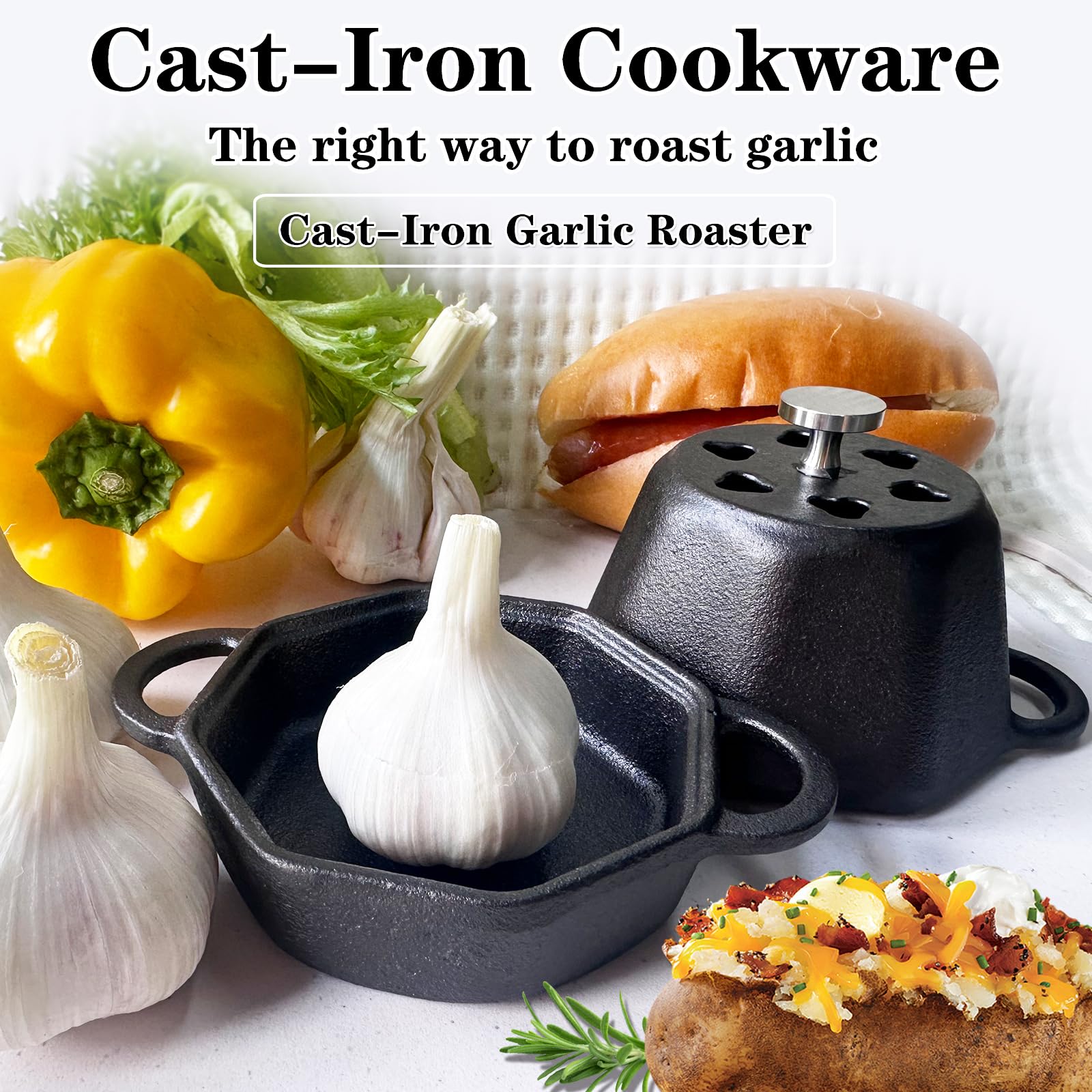 BOLVOUD cast-iron smoker box adds rustic style to kitchen prep.