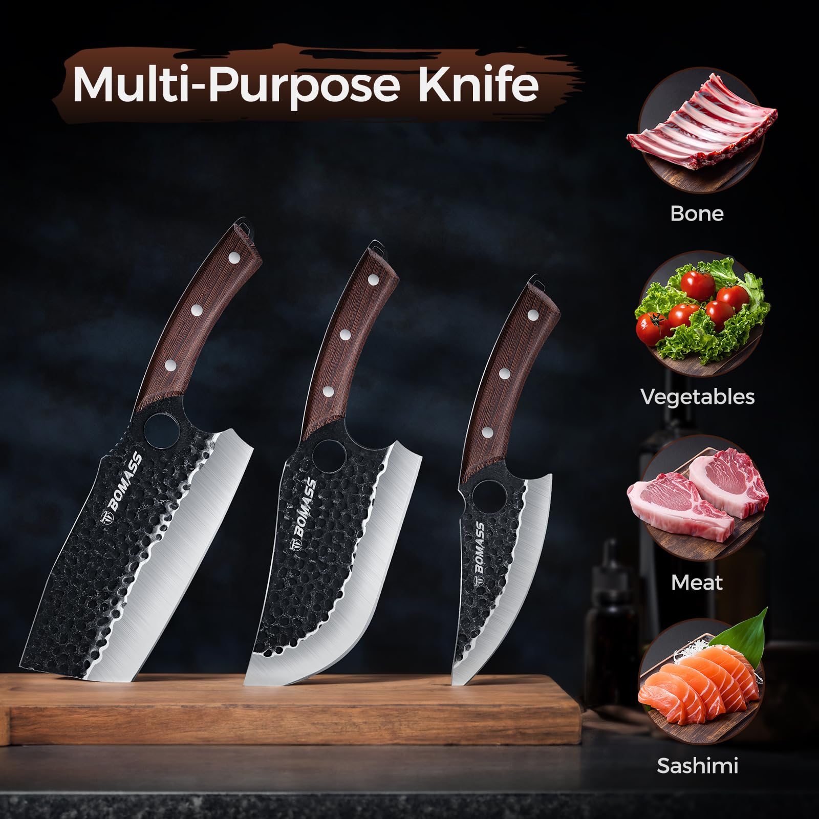 Gift-ready BOMASS knife set in stylish packaging.
