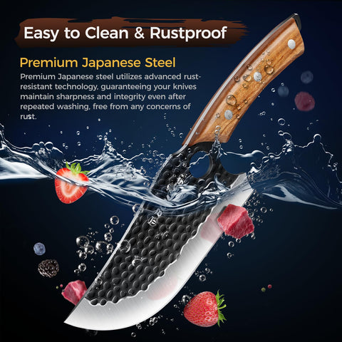 BOMASS hammered blade reduces sticking for smoother cuts and easy cleanup