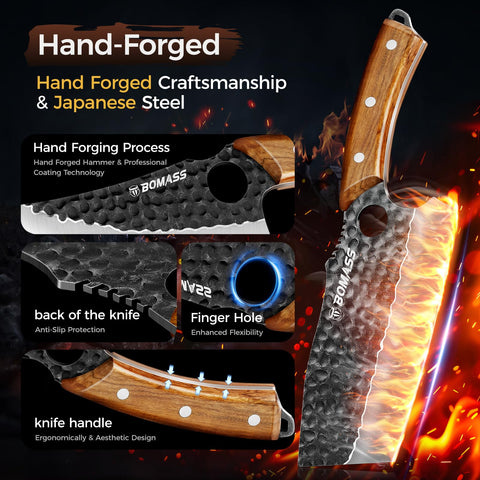 BOMASS meat cleaver with full-tang design for heavy-duty chopping