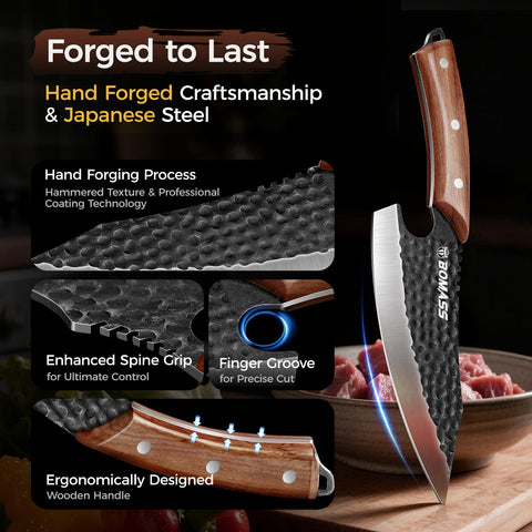 BOMASS Santoku knife slicing action for clean, uniform cuts