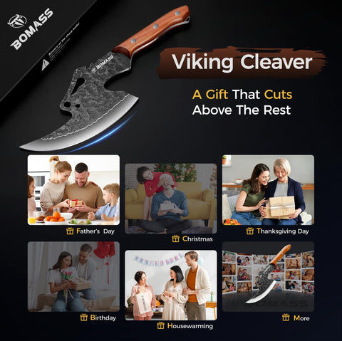 BOMASS Viking cleaver full-tang design supports long-term kitchen use.