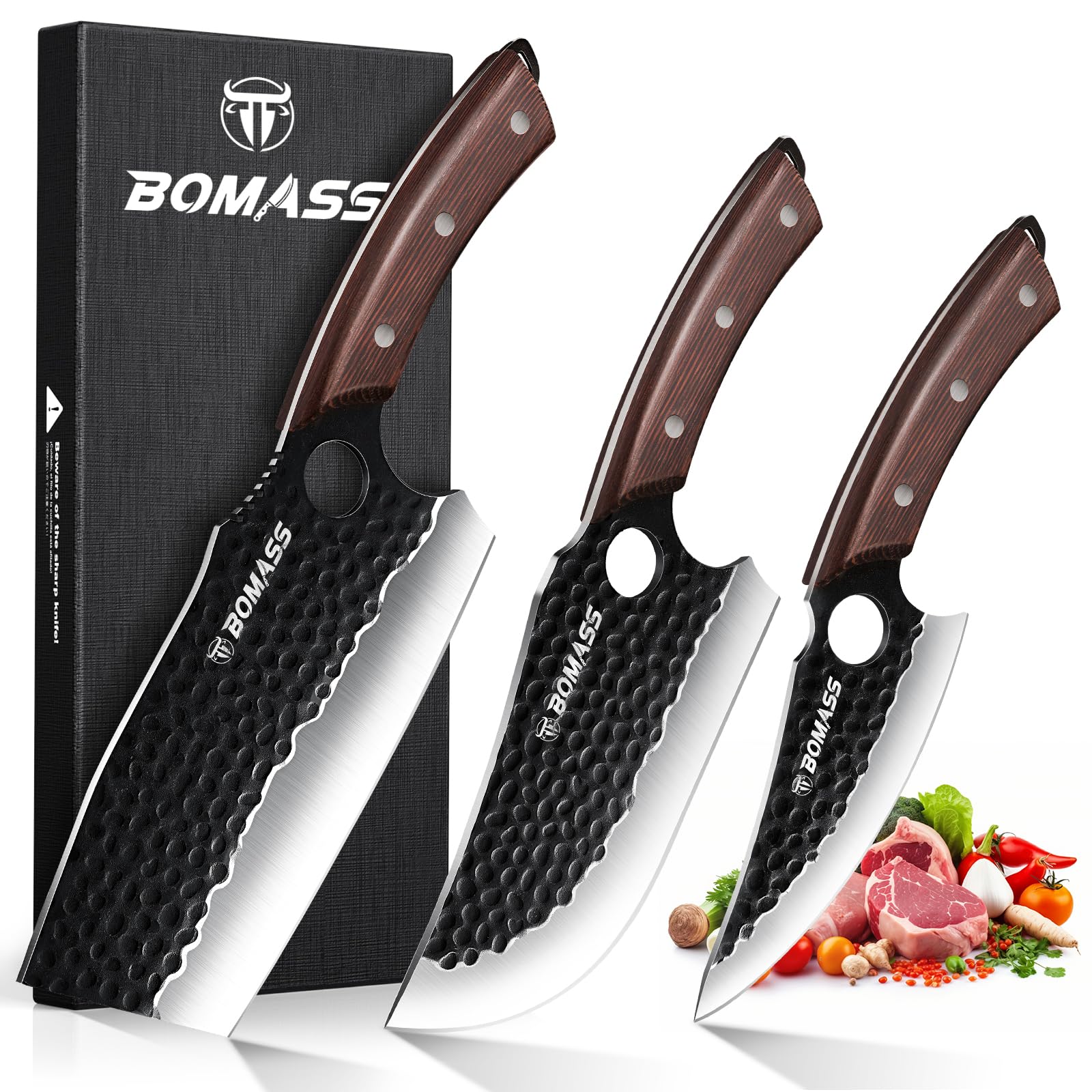 BOMASS Viking Knife 6.1-inch blade for precise chopping and smooth slicing.