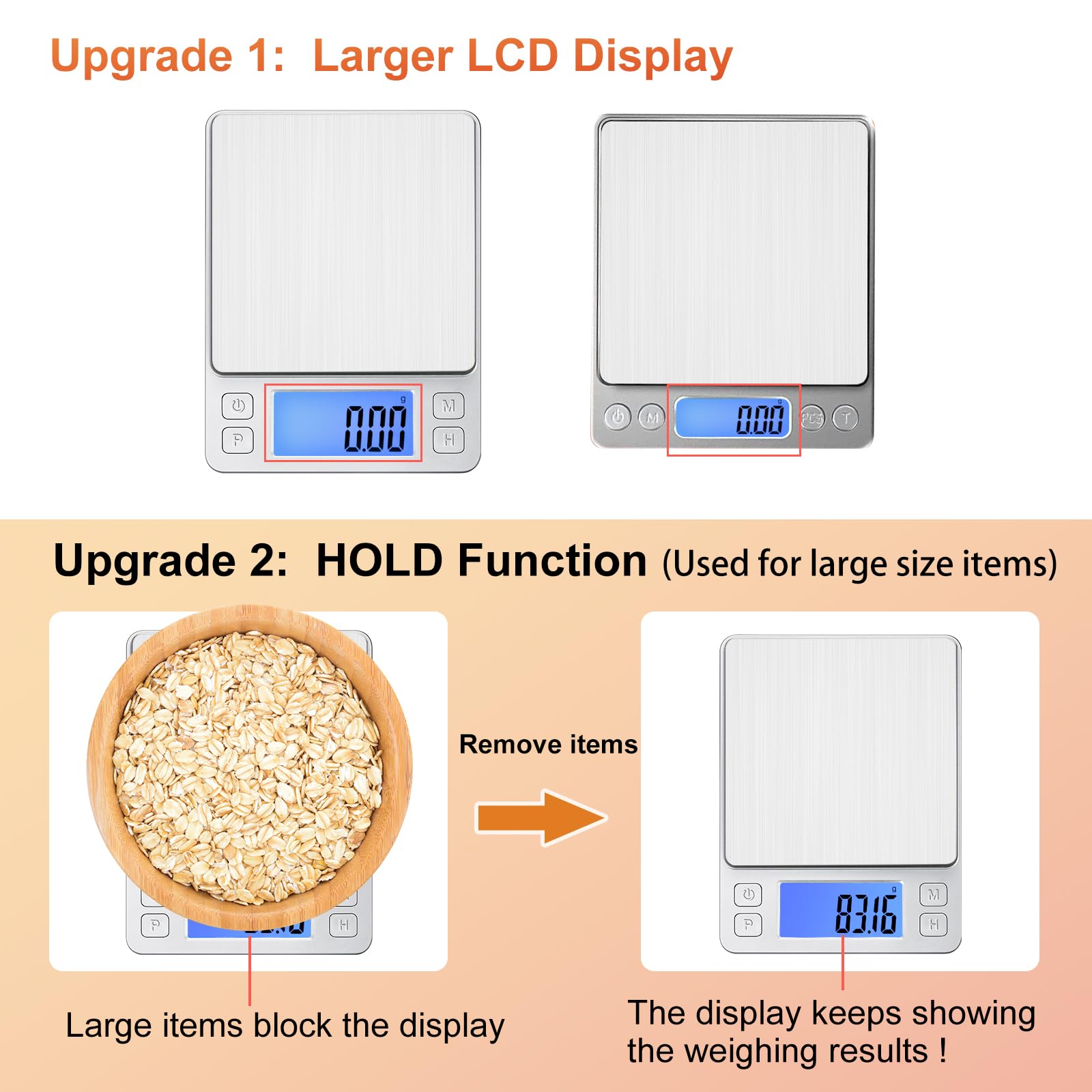 BOMATA 0.01g scale LCD backlight provides easy readings in dim lighting