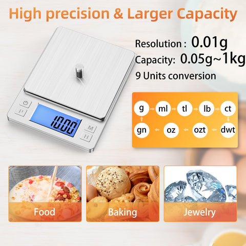 BOMATA scale with stainless steel tray for jewelry and small items