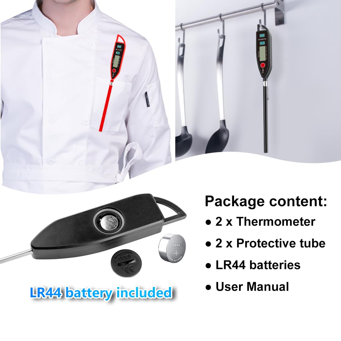 BOMATA 304 stainless steel probe is easy to clean after use.