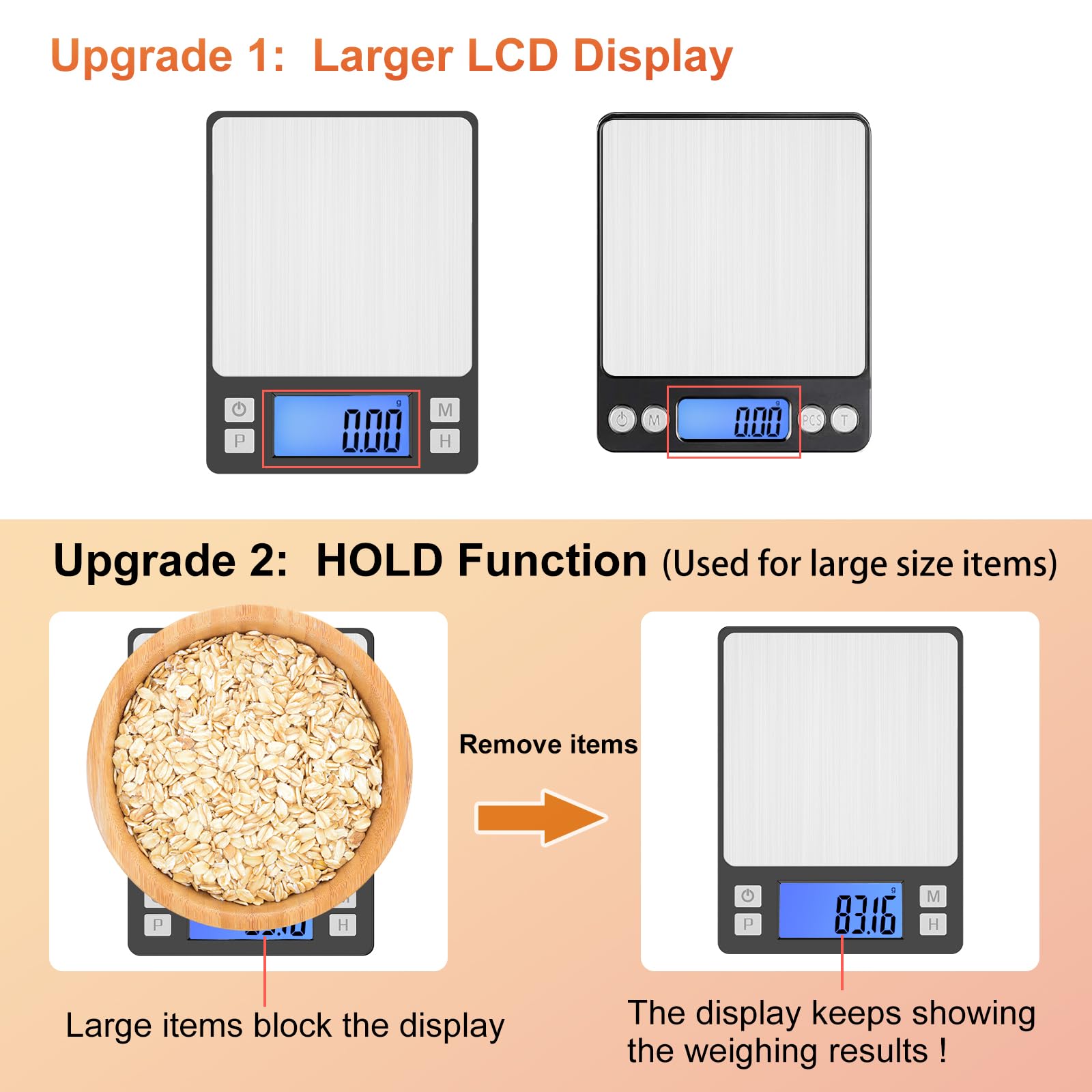 BOMATA large backlit LCD for easy reading in dim light.