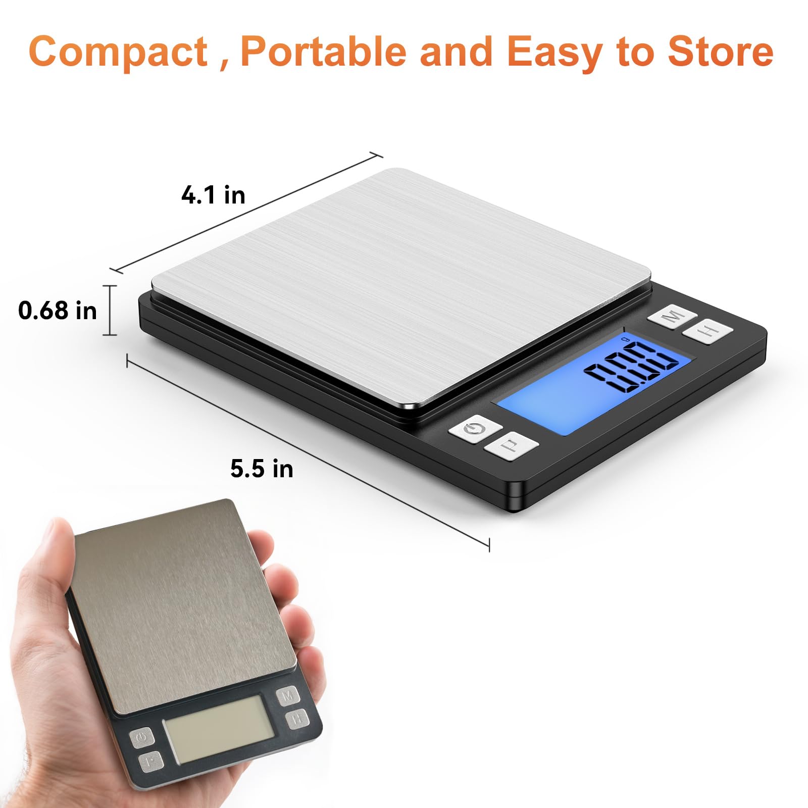 BOMATA stainless steel platform offers durable, easy-clean weighing.