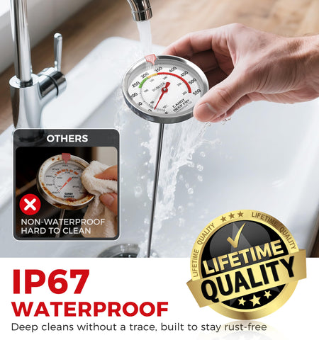 BOMATA IP67 waterproof thermometer for easy cleanup and versatile kitchen use