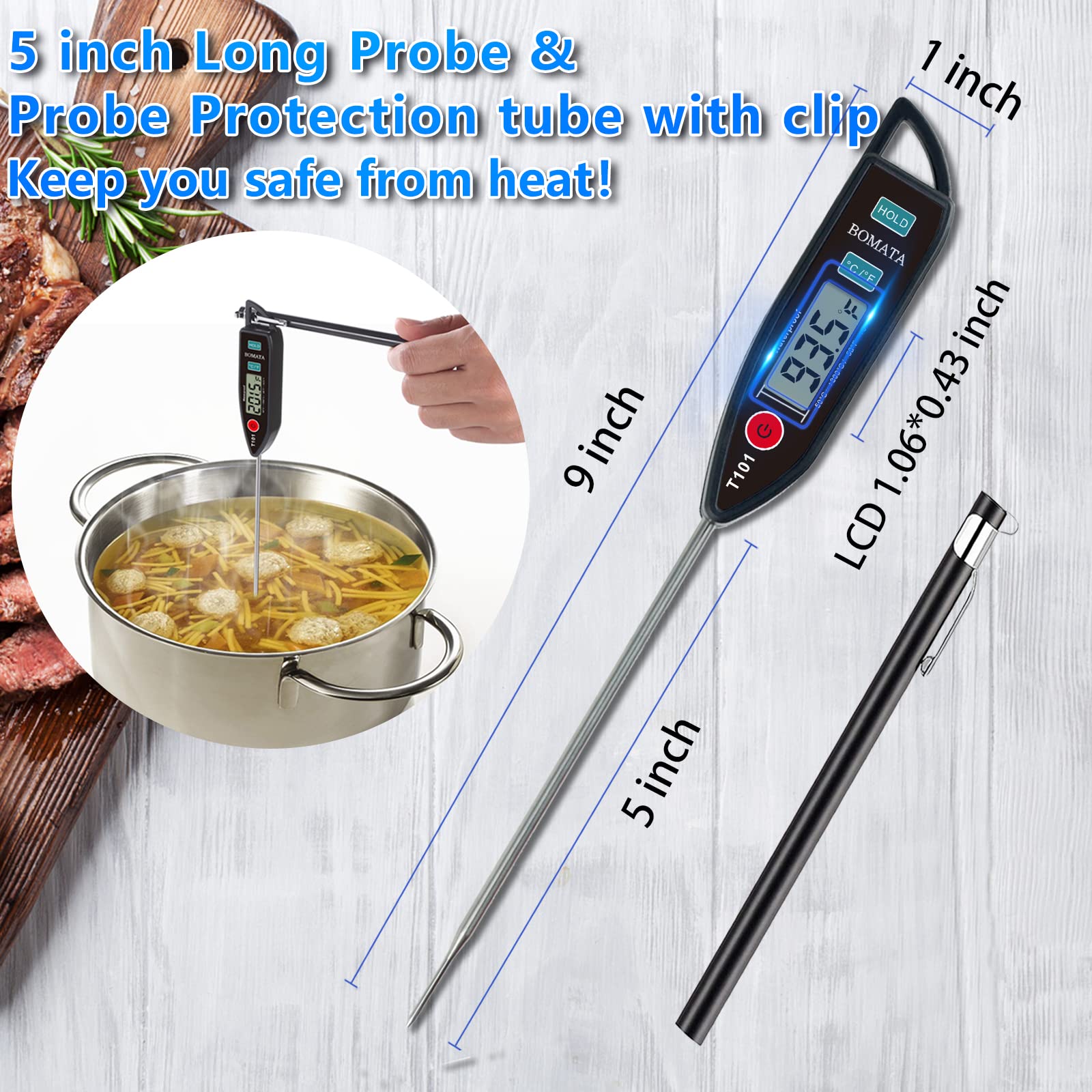 BOMATA probe sleeve with pocket clip protects the thermometer on the go.
