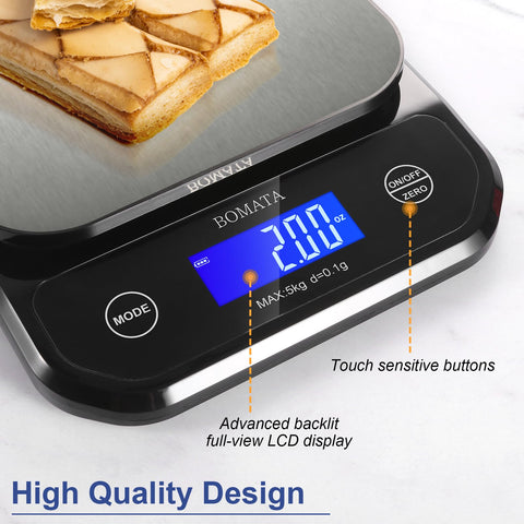 BOMATA waterproof kitchen scale packaging contents includes scale and USB cable
