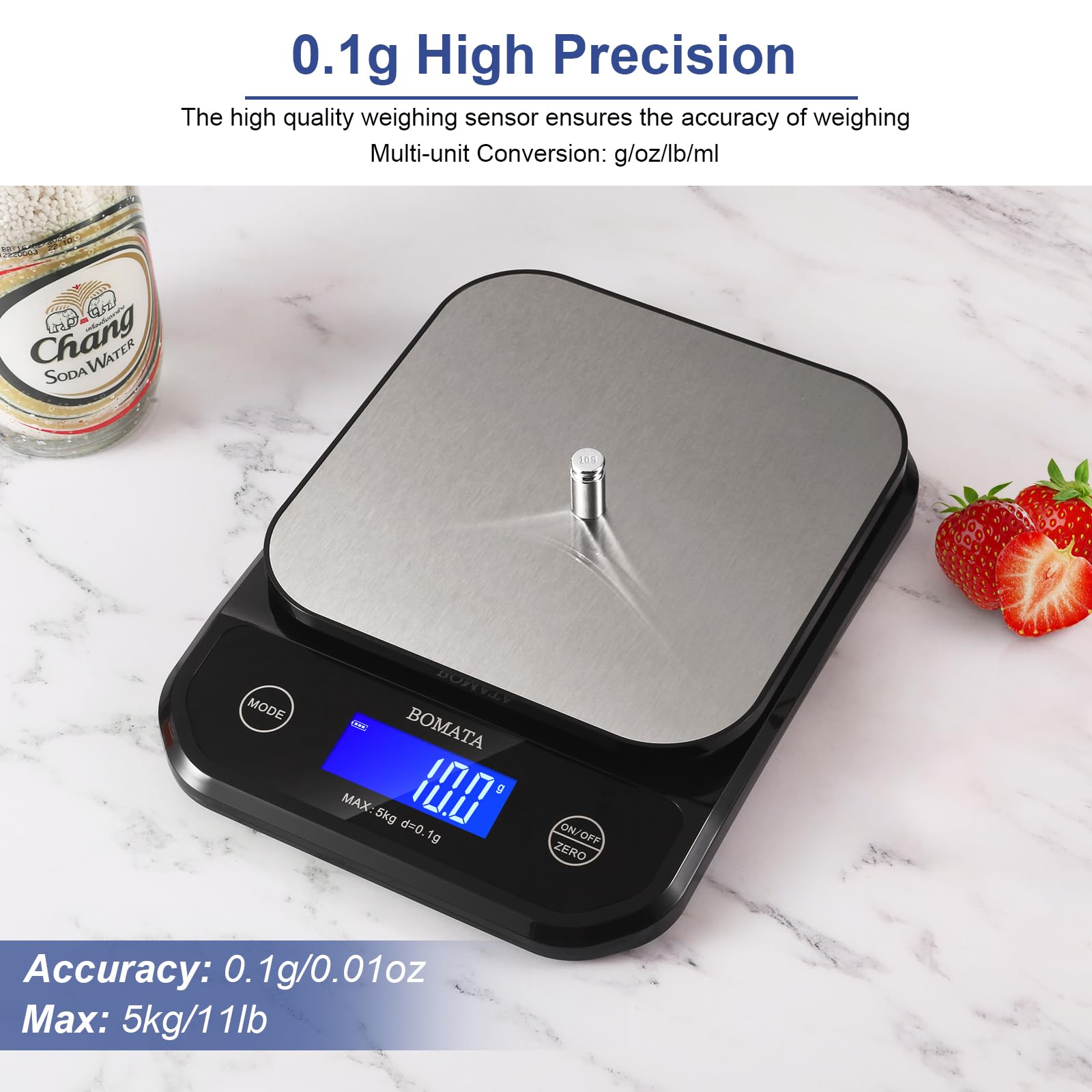 BOMATA waterproof kitchen scale steel platform for easy cleanup after baking sessions