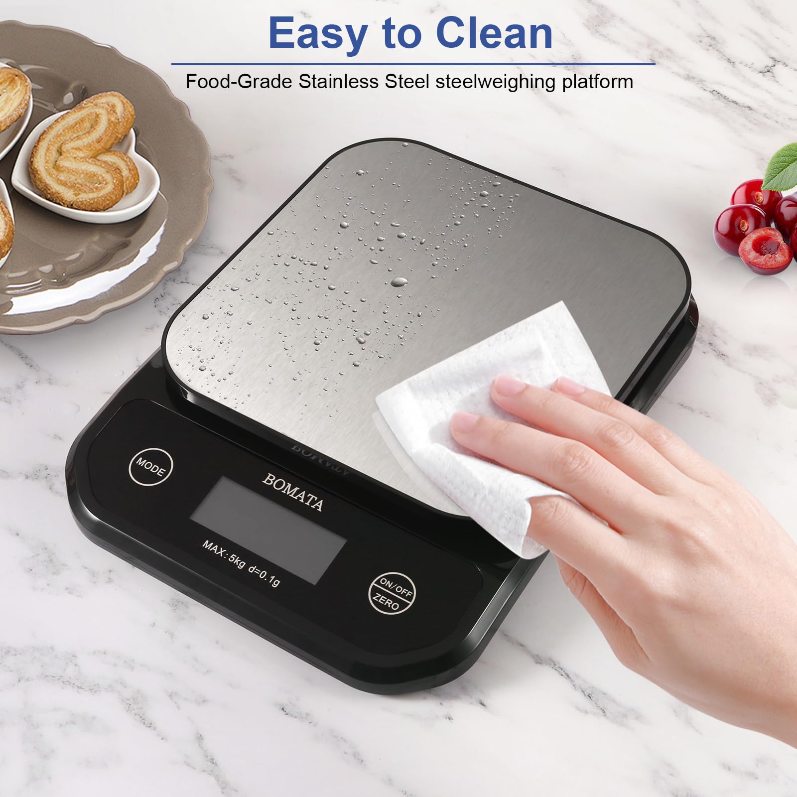 BOMATA waterproof kitchen scale tare function lets you zero containers