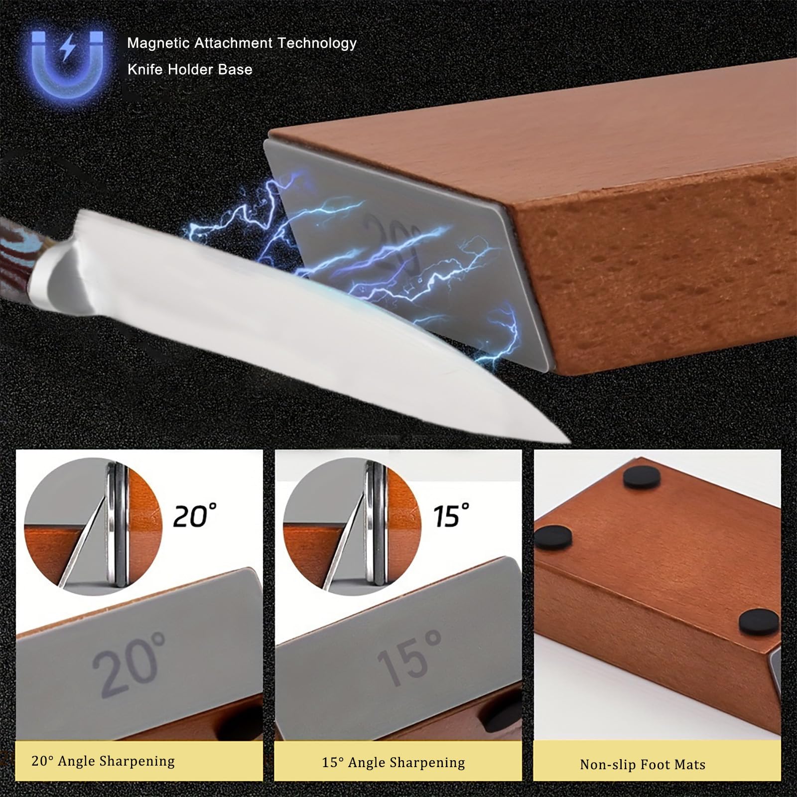 BomCot magnetic base stabilizes knife during sharpening
