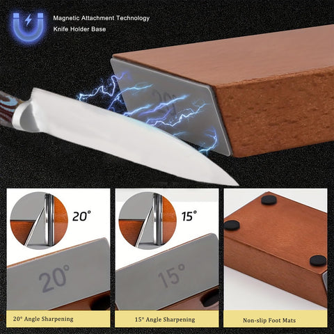 BomCot magnetic base stabilizes knife during sharpening