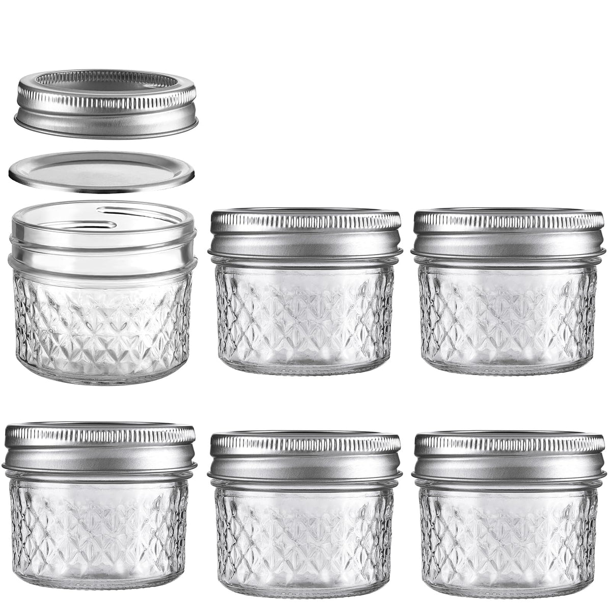 Bomex mason jar 3.4 oz with lid for fresh food storage.