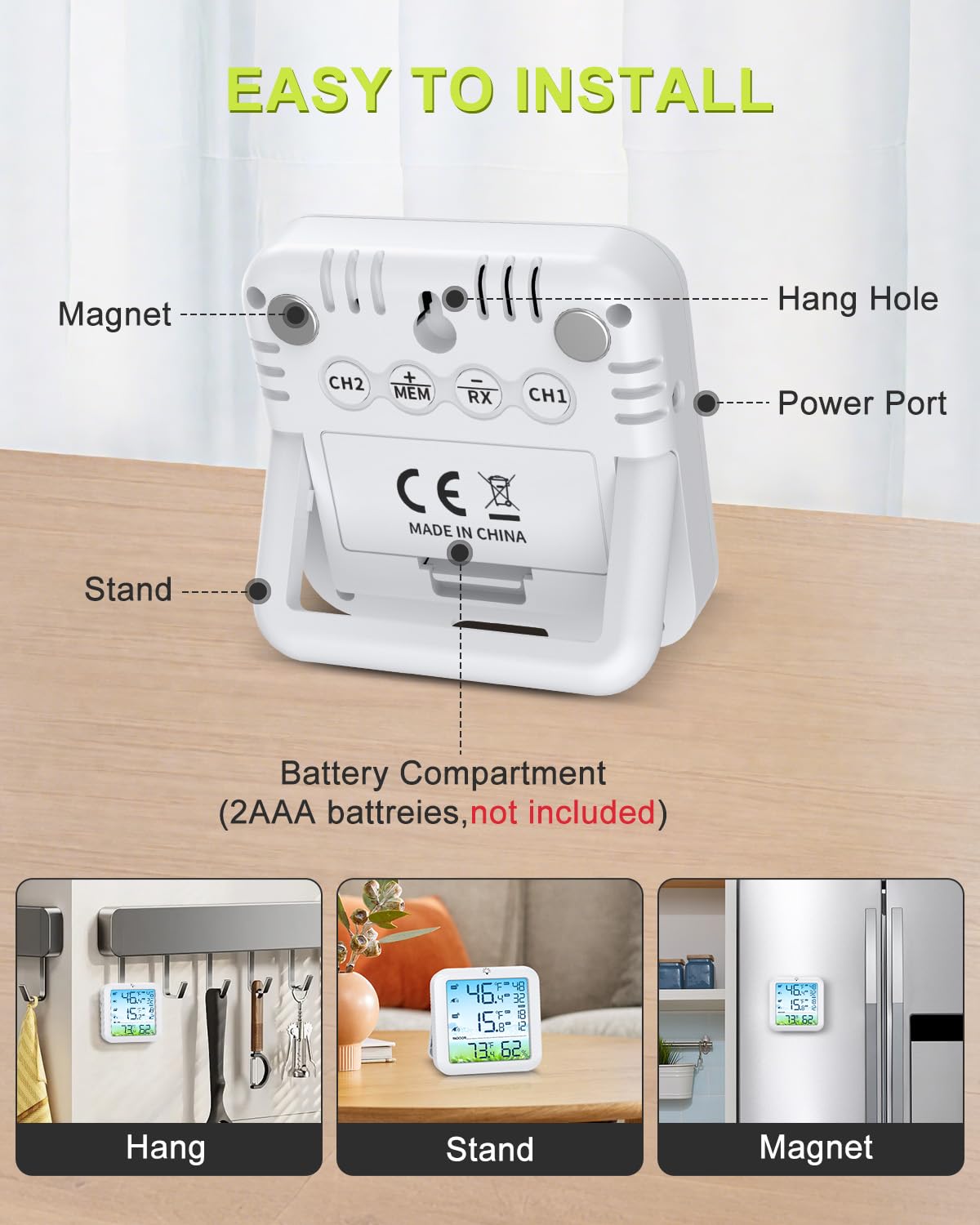 Bomivoi dual power fridge thermometer supports batteries and USB