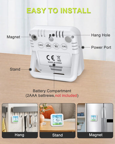 Bomivoi dual power fridge thermometer supports batteries and USB