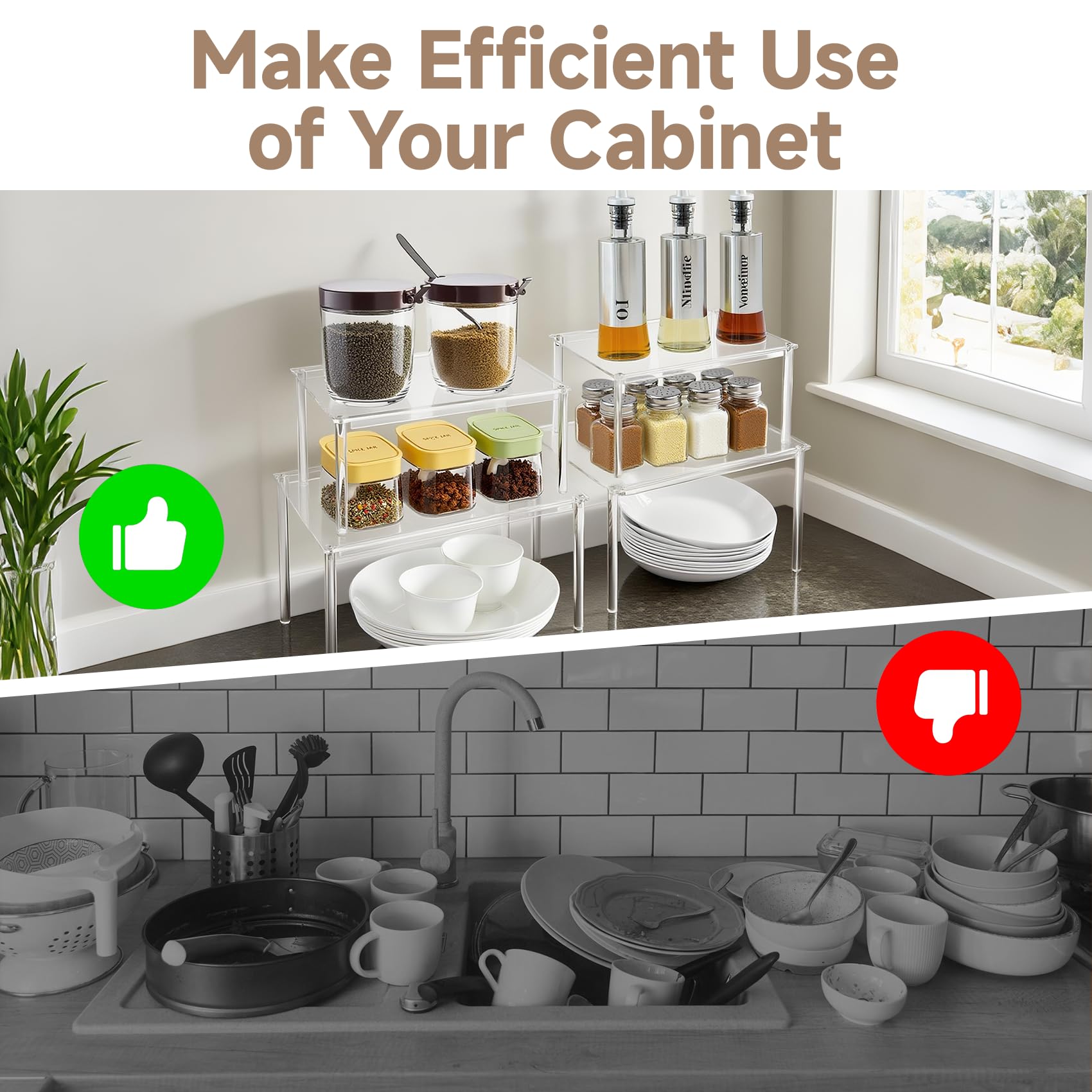 BOMOKS clear spice rack with anti-slip dots ensures stable placement.