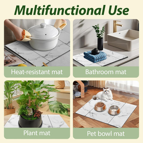 BOMOKS stone drying mat used as a heat resistant pad for hot pots
