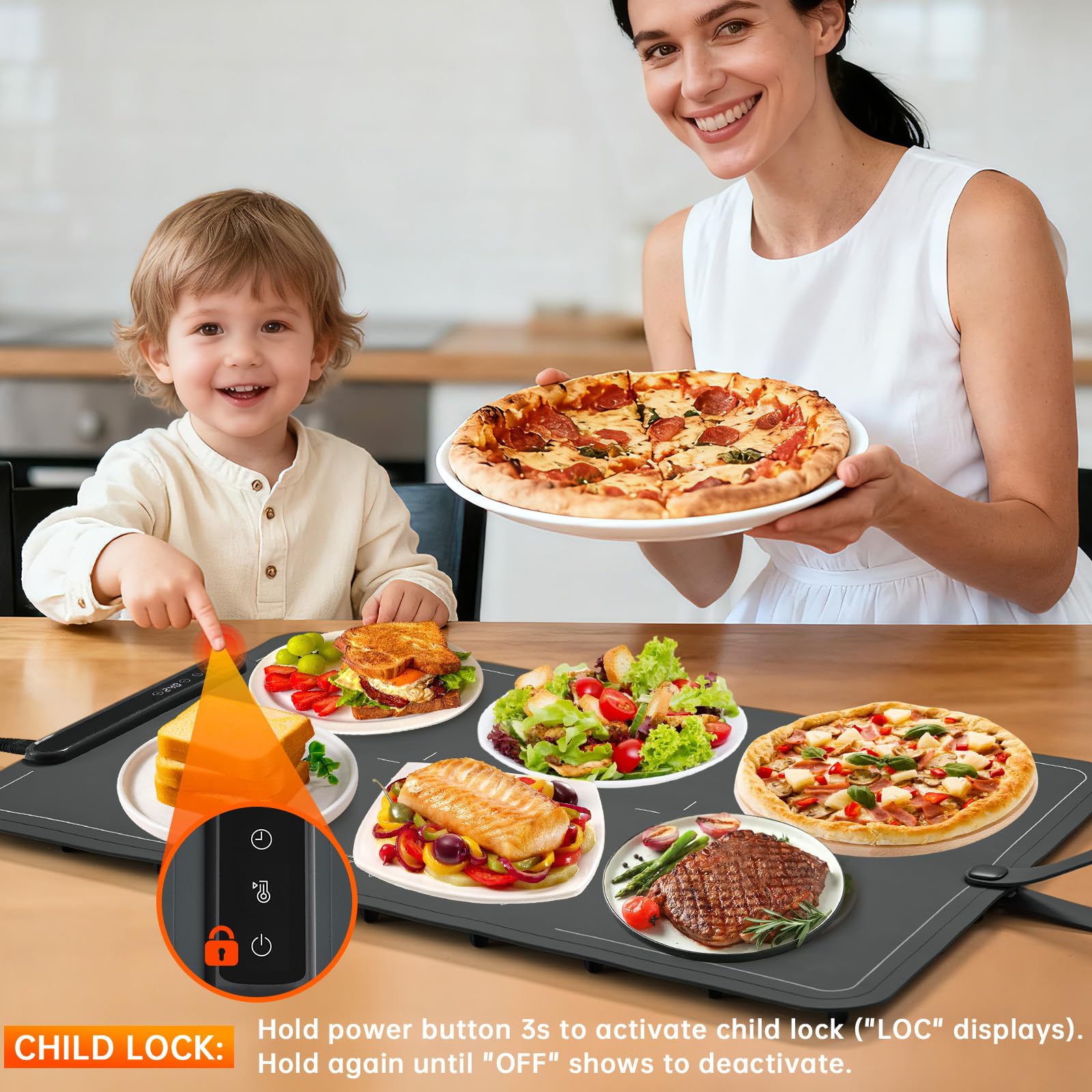 Bomova warming mat includes a child lock for family-friendly use.